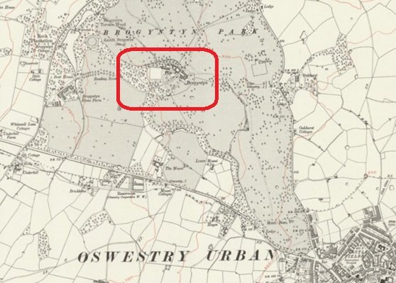 Oswestry - Brogyntyn Park : Map credit National Library of Scotland